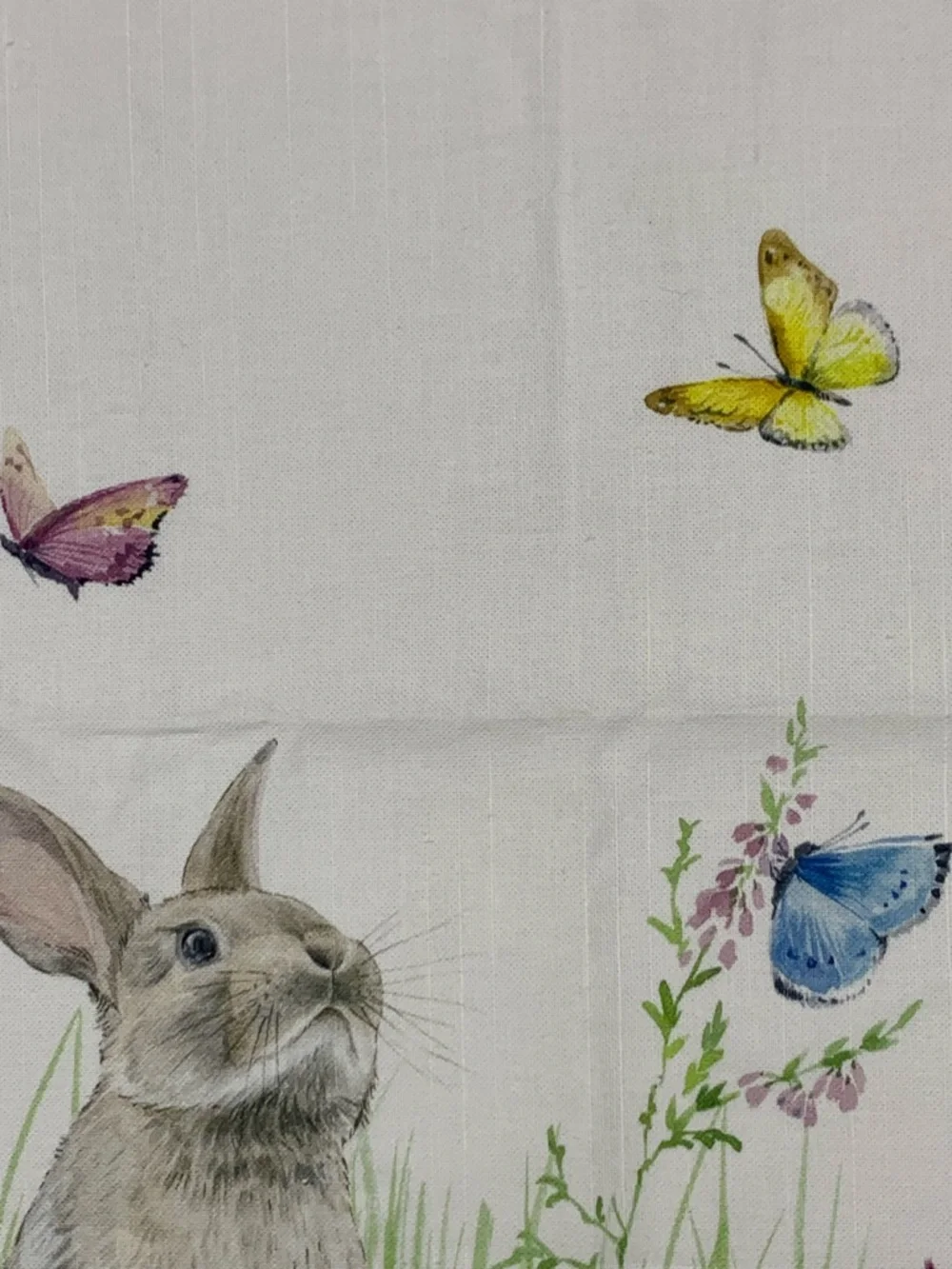Williams Sonoma Unused Bunny Butterfly Tea Towels Set 2 Easter Floral